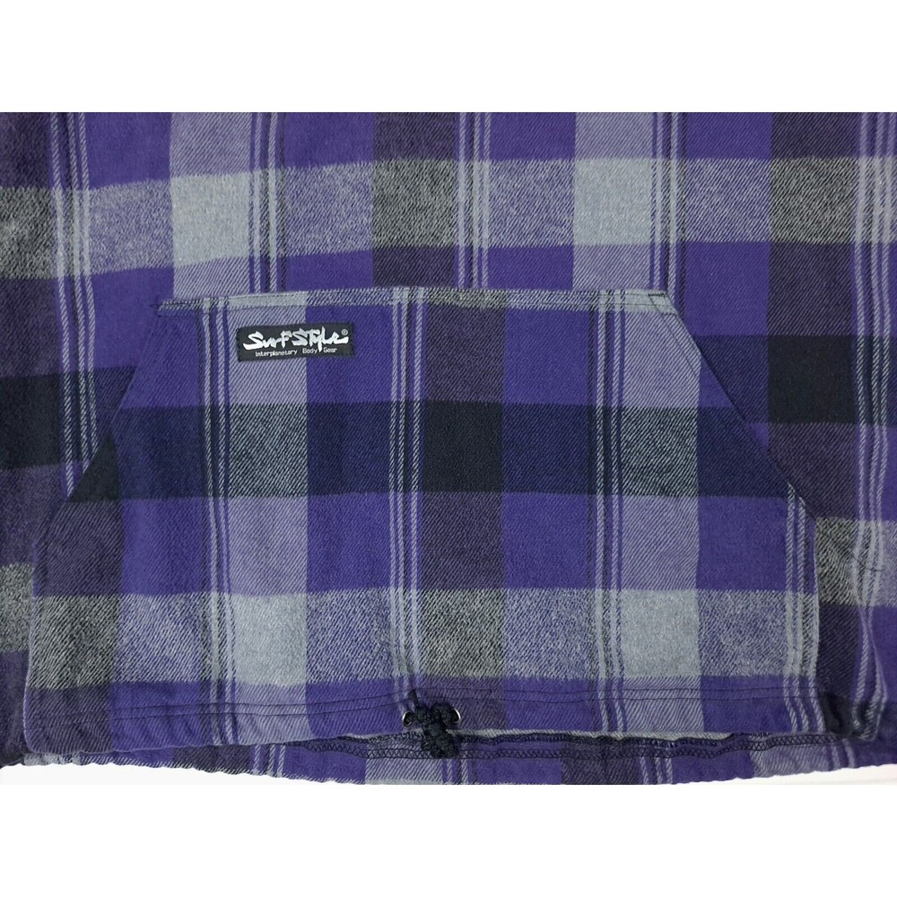 Vtg 90s Grunge Surf Style Myrtle Beach Golf Plaid Hoodie Made In USA Mens XL EUC - Picture 3 of 10